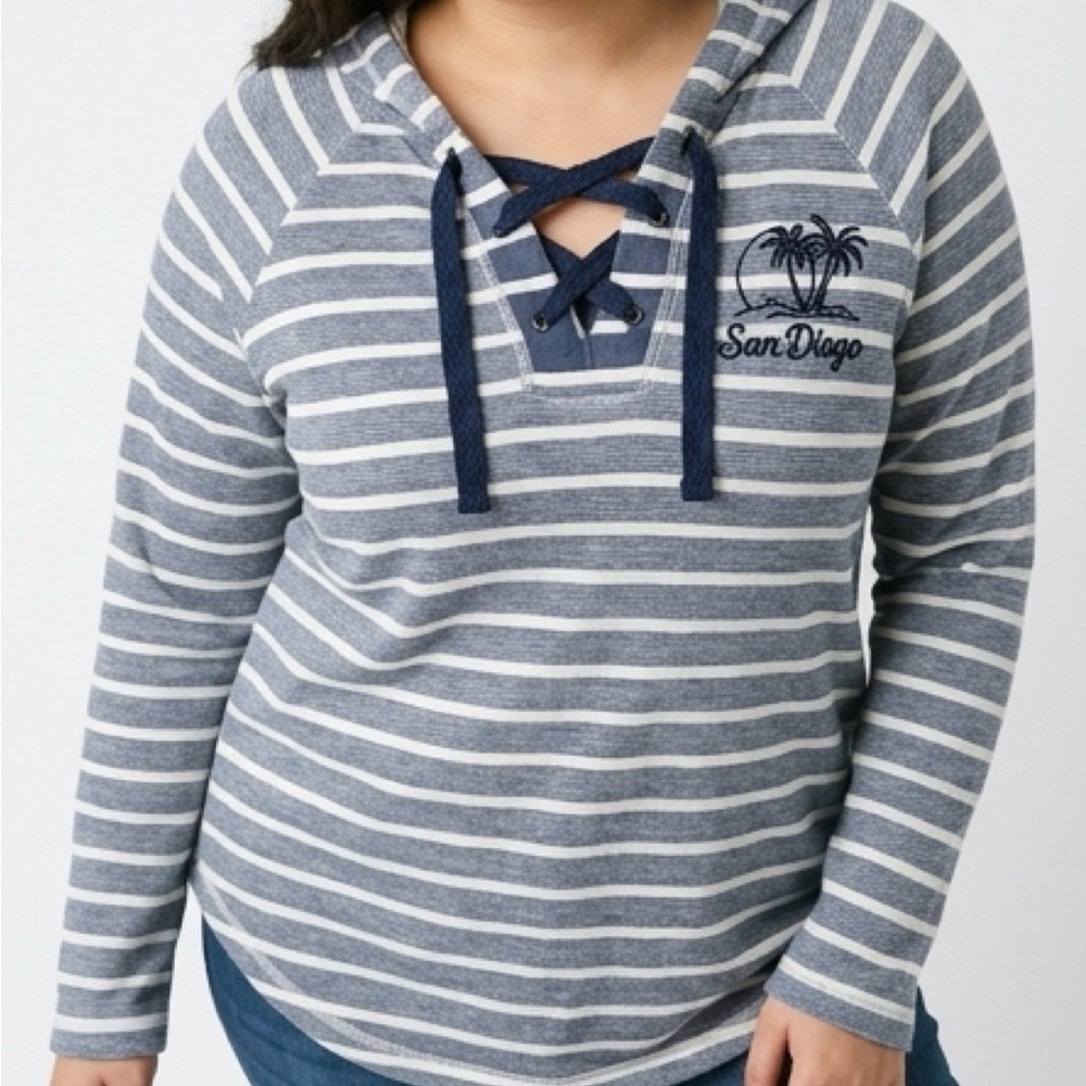 San Diego Beach Navy and White Hoodie